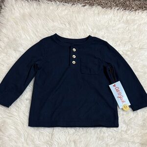 NWT Cat & Jack Navy Blue Long Sleeve Waffle Knit Shirt